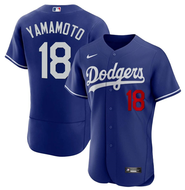 Men's Los Angeles Dodgers #18 Yoshinobu Yamamoto Royal 2023 Flex Base Stitched Baseball Jersey